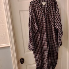 VTG LL Bean Mens Sleep Shirt Small Red Plaid Flannel Long Sleeve Cotton Made USA