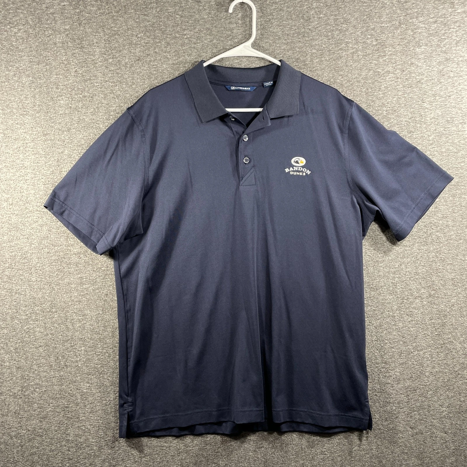 Bandon Dunes Golf Polo Shirt Mens Large Blue Performance Cutter & Buck