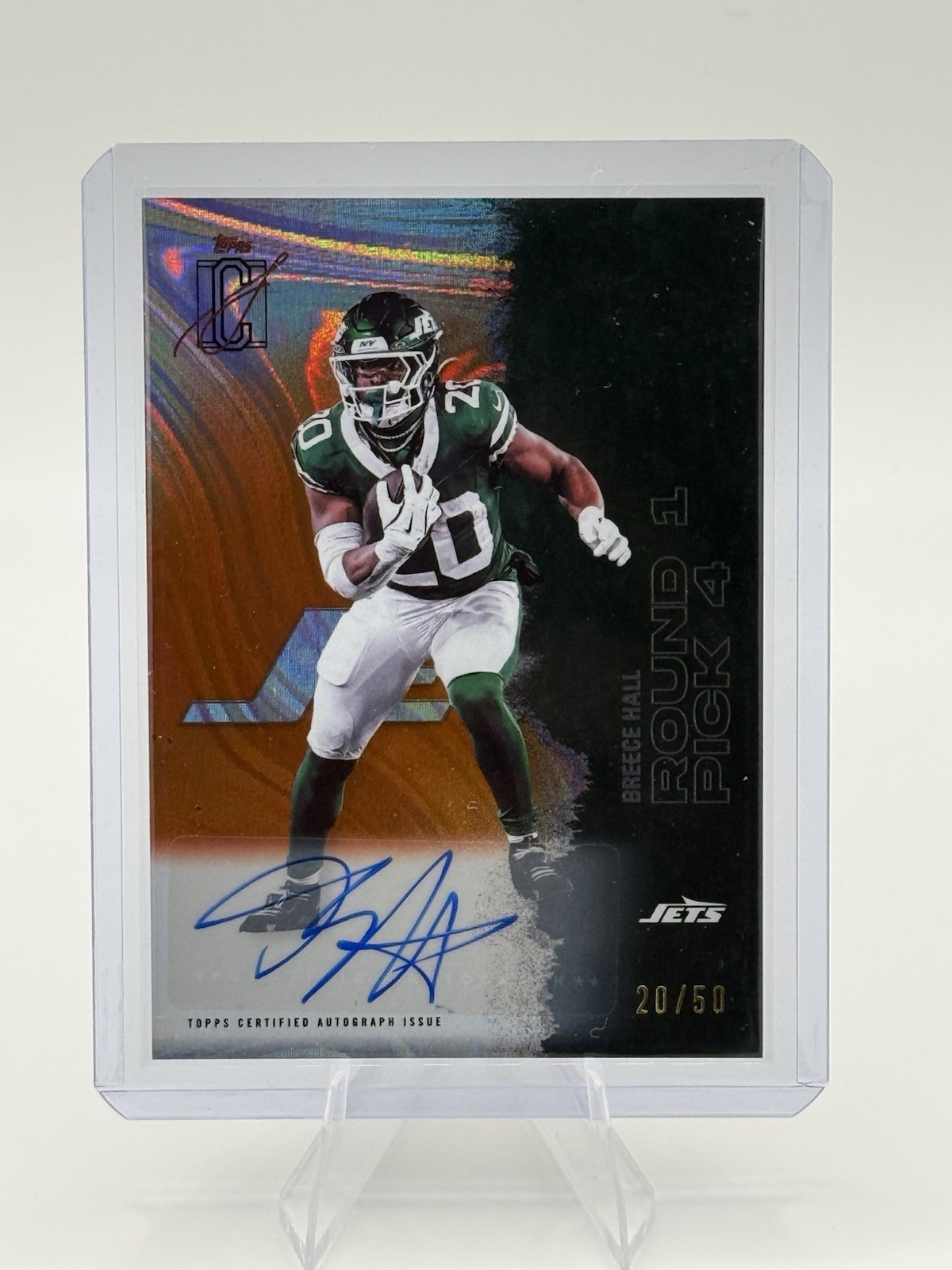 2025 Topps Signature Class #92 Breece Hall Orange Lava Auto 20/50 Jersey Match!