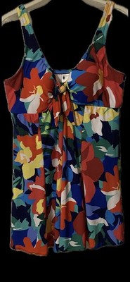 Bal Harbour Swim Women s 1 Pc Swimsuit/Swimdress Size 14 Multicolored Floral EUC