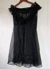VTG Dress Womens Euro 36 US 6 Babydoll Black Mid Goth Sheer Whimsigoth Witchy