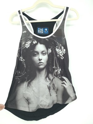 Womens Limited Ed Fairy Lady Tank Top Blk/Wht Unique Artsy Whimsigoth Avant Gard