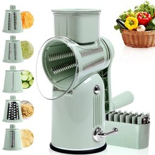 Rotary Cheese Grater with Handle, Vegetable Shredder 5 Regular, Green