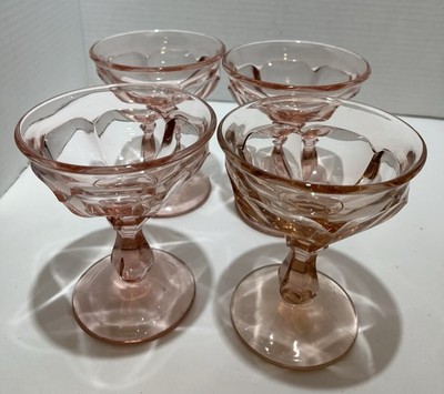 Vintage  1970s Pink Imperial Glass Sherbet Champagne Goblet Glasses 4 . 75  Tall