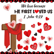Valentine'S Day Christian Bulletin Board Decoration Set Jesus Cross Bible Verse