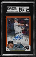2023 Chrome Rookie Orange Refractor 22/25 Peyton Burdick SGC 9.5 Mint+ Auto 5f2