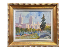 Beautiful Antique Painting Park View Sao Paulo Landscape Brazil Biennial...