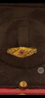 Antique VICTORIAN 1900's 14K GOLD Star set Ruby Ring Hand Engraved So Lovely!!