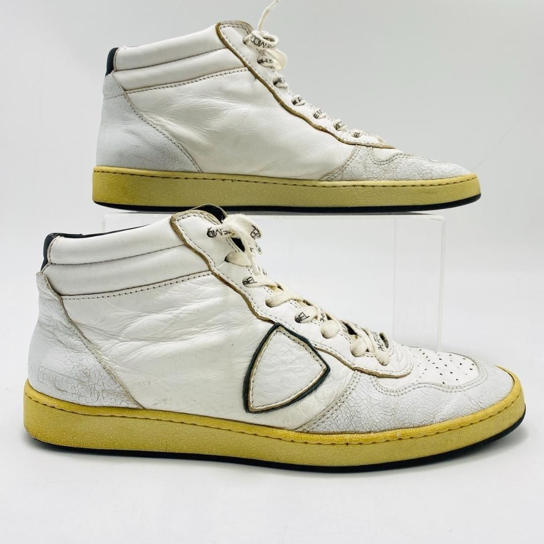 Philippe Model Dunking High-Top Sneakers White Leather 42 US Men Rare Vintage image 5