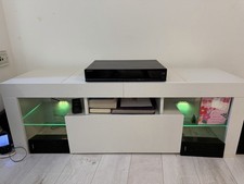 TV cabinet with s White 120x35x40CM TV stand with storage sheleve, CD cabinet.