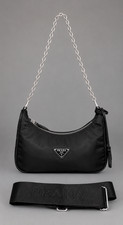 PRADA BLACK NYLON MINI BAG CHAIN STRAP RE EDI...