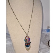 A Native American Style Fringy Beaded Necklace Colorful Bohemian Cottagecore