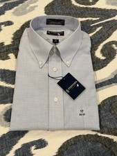 STAFFORD ESSENTIALS CLASSIC FIT BLUE LONG BUTTON DOWN OXFORD SHIRT 17 36-37 NEW