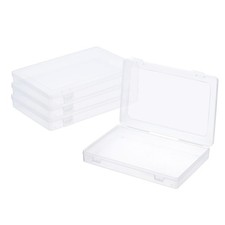 9x6x1.2inch Clear Storage with Hinged Lid, 4Pack Plastic Stackable Rectangle ...