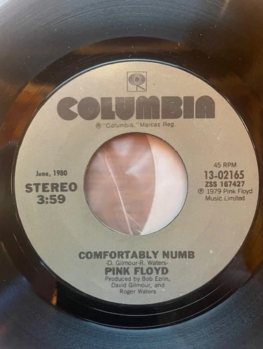 PINK FLOYD Comfortably Numb / Run Like Hell 45 RPM Single Columbia 13-02165 VG+