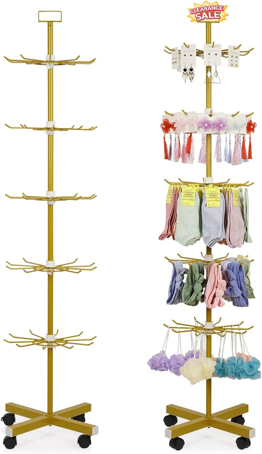 Retail Display Stand Store Display Rack 5 Tier Metal Spinning Display Stand Rack