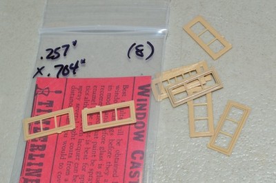 HO scale PARTS plastic Timberline Models windows (8) 3-pane building structure