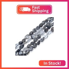 Adabele 45 Inch Natural Grade A Black Quartz Rutilated Irregular Oval Pebble Gem