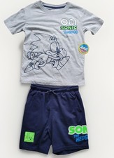 sonic the hedgehog boys short set size 6 short sleeve gray embroidery logo