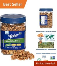 Rich Flavor Unsalted Walnut Halves Pieces - 22 oz Plant-Based Goodness