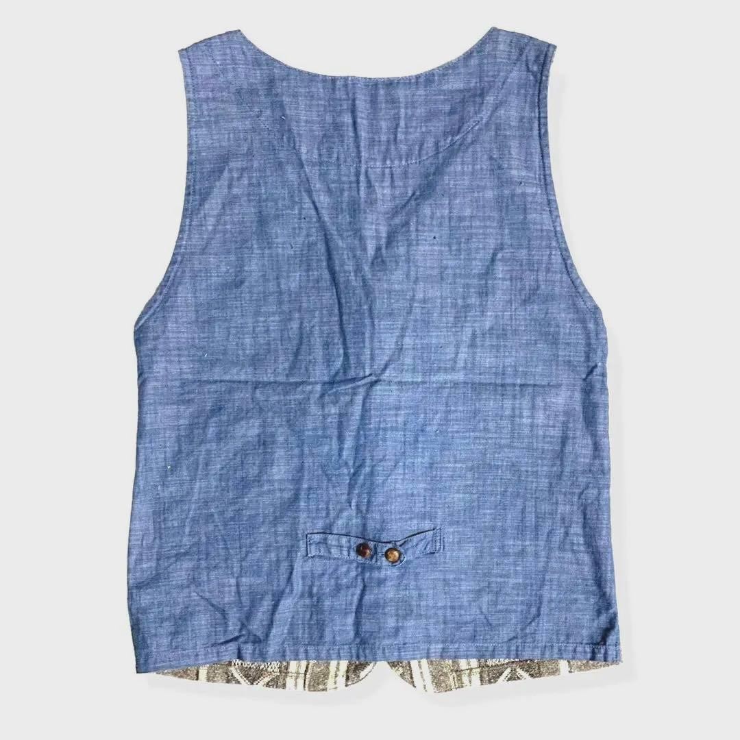 ICHI Native Pattern Chambray Brown Layered Vest Y… - image 6