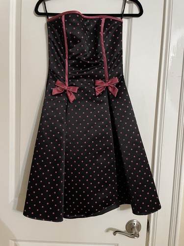 Vintage Gunne Sax Jessica Mcclintock Pink And Brown Polka Dot Dress Size 1/2
