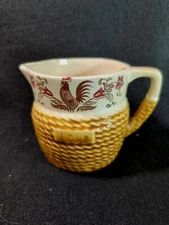 Ceramic basket weave measuring cup made in Japan rooster motif country vintage