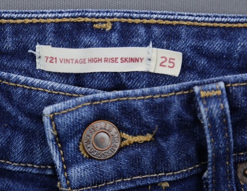 Women's 2017 Levi's 721 Vintage High Rise Skinny Jeans Zipper Size 25 (26x27) - Picture 3 of 12