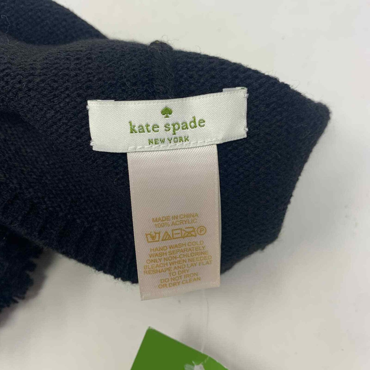 NWT Kate Spade Pom Pom Black Taxi Word Bubble Knit Acrylic 