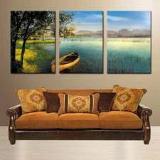 CALM RIVER ready to hang mounted fiberboard canvas wall art/surpassed stretched