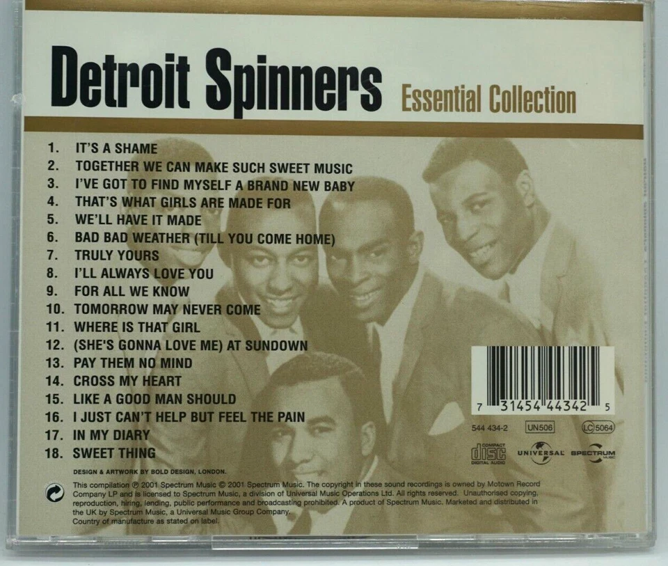 Detroit Spinners : Essential Collection  CD Album - MOTOWN -HTF - Image 2 of 3