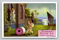 Corticelli Spool Silk Fantasy Clown Pierrot Rescues Woman Thread As Pulley P84