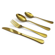 Elyon Tableware 32-Piece Flatware Reflective Gold Set, Service For 8