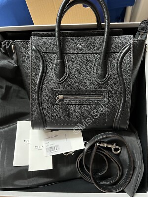 CELINE Luggage Nano ショルダーバッグ Authentic Authentic Celine Nano Luggage bag in drummed black calfskin | eBay