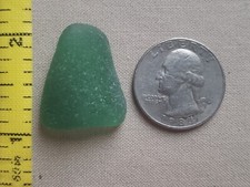 GENUINE BEACH SEA GLASS SURF TUMBLED TEAL GREEN FOREST OCEAN FROSTED PENDANT E01