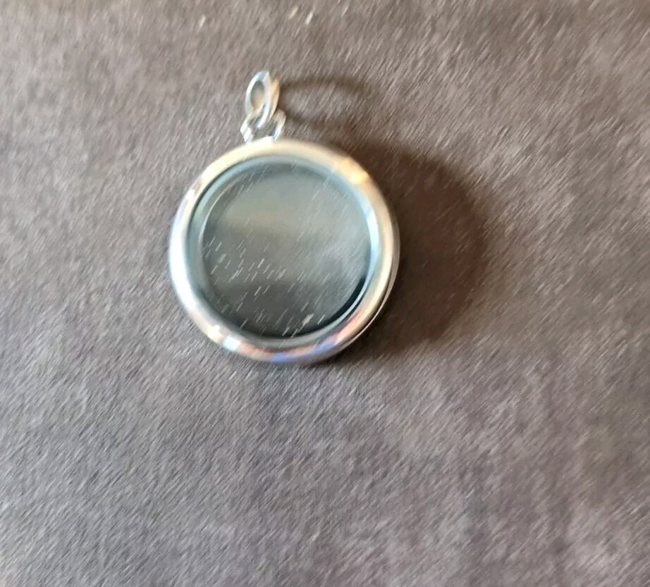 Origami Owl Large Silver w/Aquamarine Turquoise Crystal Twist FACE