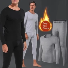 Men's Thermal Underwear Long Johns Fleece Lined Warm Base Layer Set for Winter