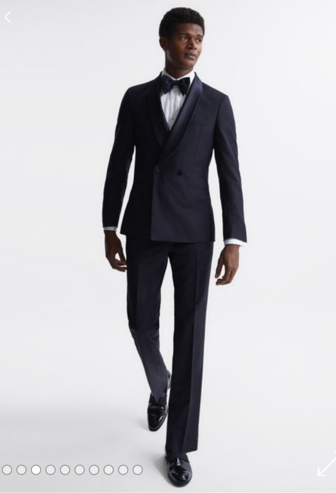 Reiss men expose double breasted satin shawl navy blazer size 42 RRP £398 image 3