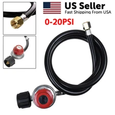 High Pressure (0-20 PSI) Adjustable Propane Regulator with Gauge 4FT Hose Gas US