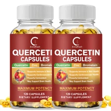 Quercetin with Bromelain & Zinc 1000mg per Serving, 120 Vegetarian Capsules