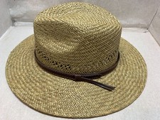 NEW Stetson MEN'S Straw CHILDRESS Outdoorsman Hat LEATHER BAND FEDORA NATURAL