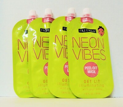 FREEMAN Peel Off Mask NEON VIBES ORIGINAL (4 Pks) 1.18oz ea 3 to 4 uses ea pk