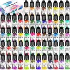 Alcohol Ink Set – 56 Bottles Vibrant Colors High Concentrated Alcohol-Based In..