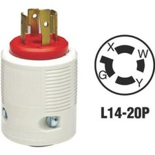 Leviton 20A 125V/250V 3-Wire 2-Pole Locking Electric Cord Plug 022-71420LP FS