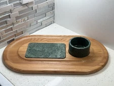 Solid Oak & Marble Charcuterie & Serving Board The Hostess Collection Cornwall