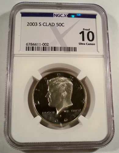 2003-S 50c CLAD NGC PF10UCAM KENNEDY HALF DOLLAR PROOF ULTRA CAMEO PR 70 DC