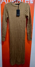 Brave Soul Rib Knit Maxi Dress, Camel / Tan, Size XS, New With Tag, B30, 11783