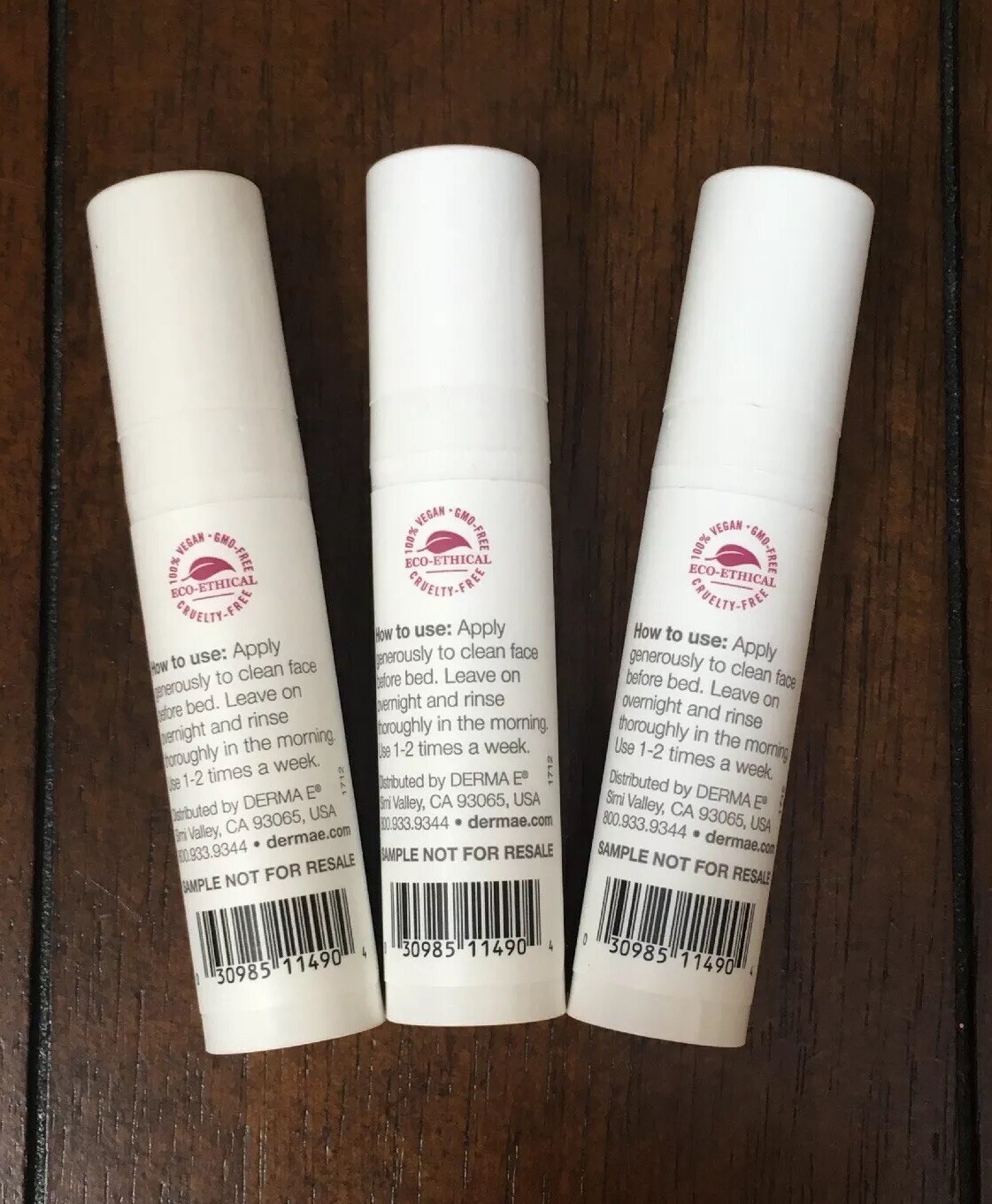 3 X Derma-E Essentials Overnight Peel AHA's Exfoliant Facial 0.25 oz ~ New!! ❤️