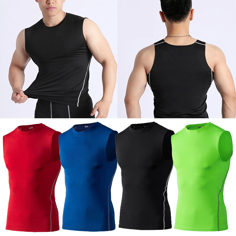 Mens Compression Shirt Base Layer Sports Gym Top Plain Thermal Under Top Skins#