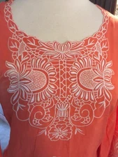 Anthony Originals HSN EMBROIDERY Tunic Top Shirt Blouse Orange NWT NEW XS RAYON